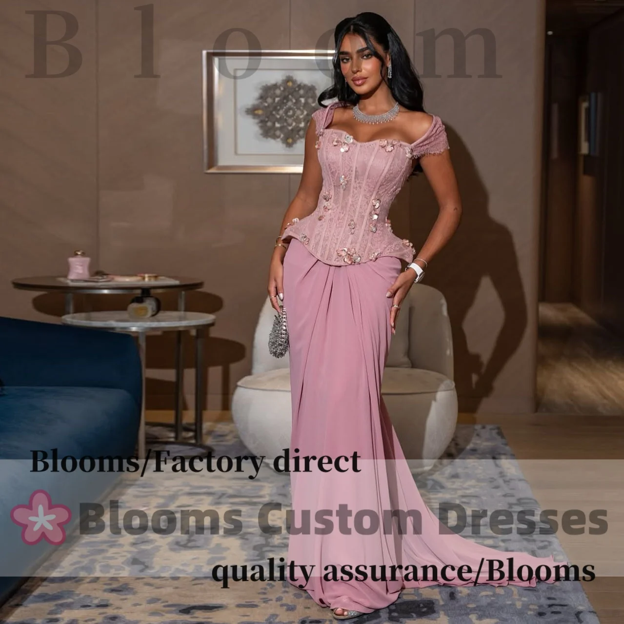 

Customized Sweet Lace Chiffon Sequin Flowers Women's Evening Dresses Pleats Floor-Length Formal Gown Elegant Party Dresses