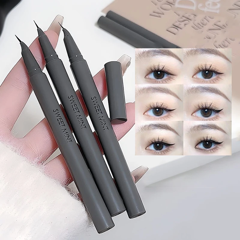 Delineador líquido ultrafino à prova d'água, caneta de bicho da seda, maquiagem coreana para mulheres, secagem rápida, delineador suave, caneta cosmética para cílios inferiores
