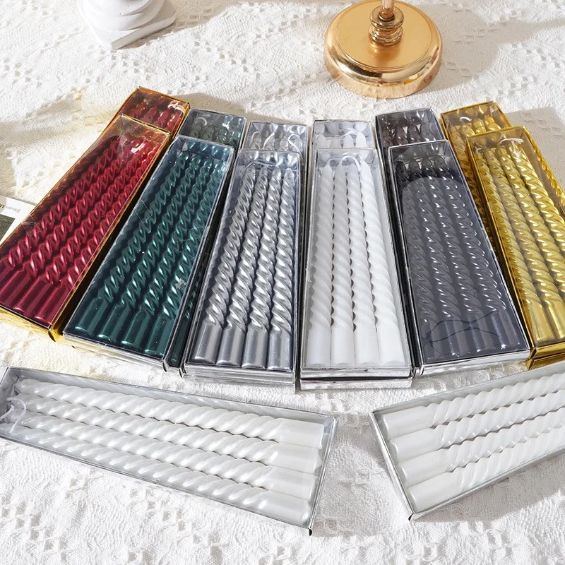 Gold Silver White Lacquer Threaded Candles Colorful Home DIY Decor Essential Ornaments for Wedding Party Holiday Decor Supplies