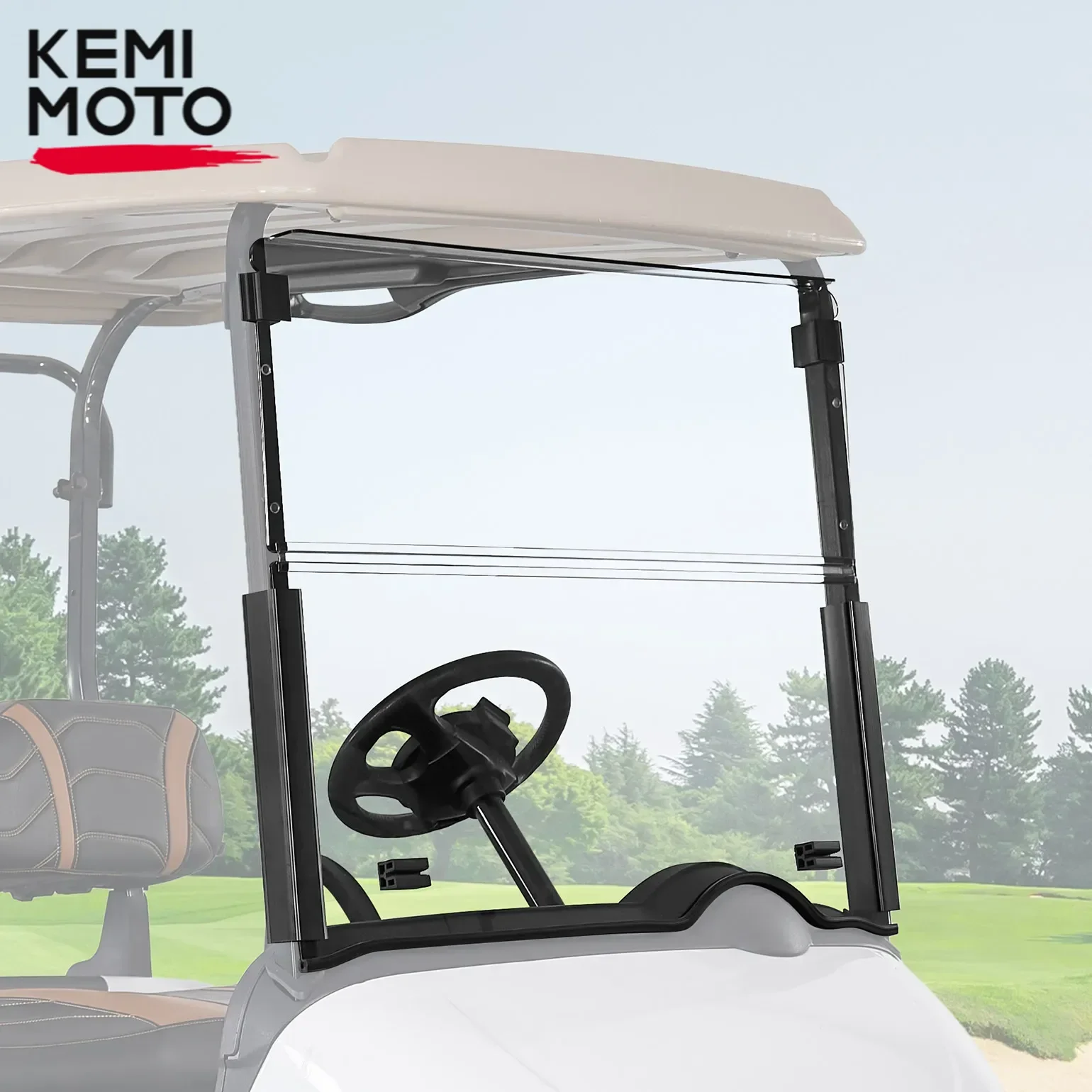 Golf Cart Clear Windshield Foldable Windscreen with Anti-UV and Impact Resistant Acrylic Compatible with EZGO RXV 2008-Up