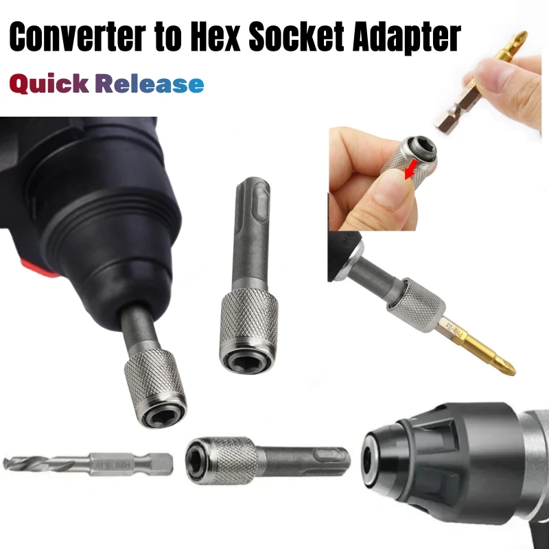 

SDS Plus Convert To 1/4 Hex Shank Adapter Hexagonal Converter Electric Hammer Power Screwdriver Bit Holder Socket Impact Driver