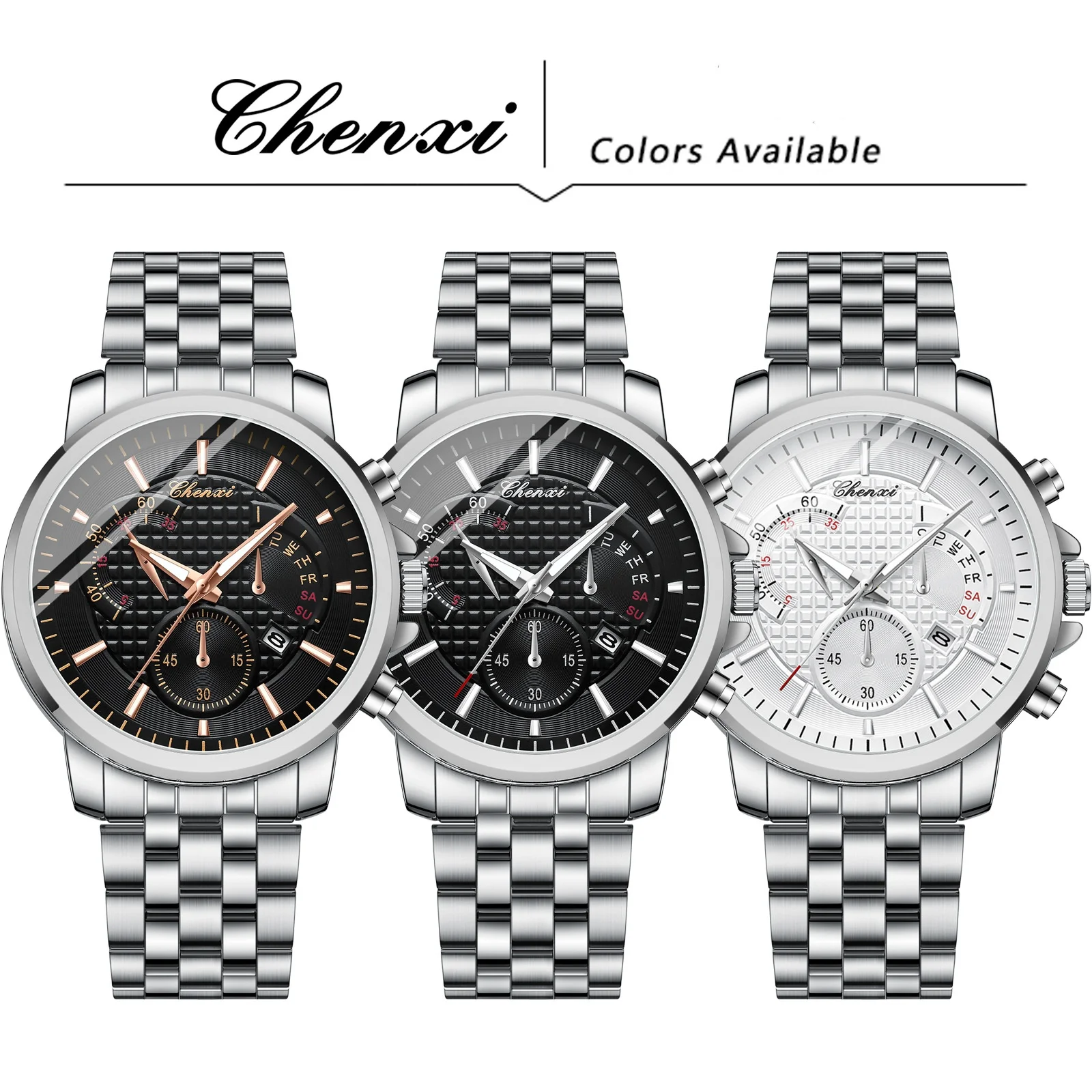 CHENXI-ساعة كوارتز للرجال ، موضة ، إضاءة ليلية ، ساعة ، مقاومة للماء ، تقويم ، فولاذ ، نمط حزام ، ساعة يد رجالية ، 058