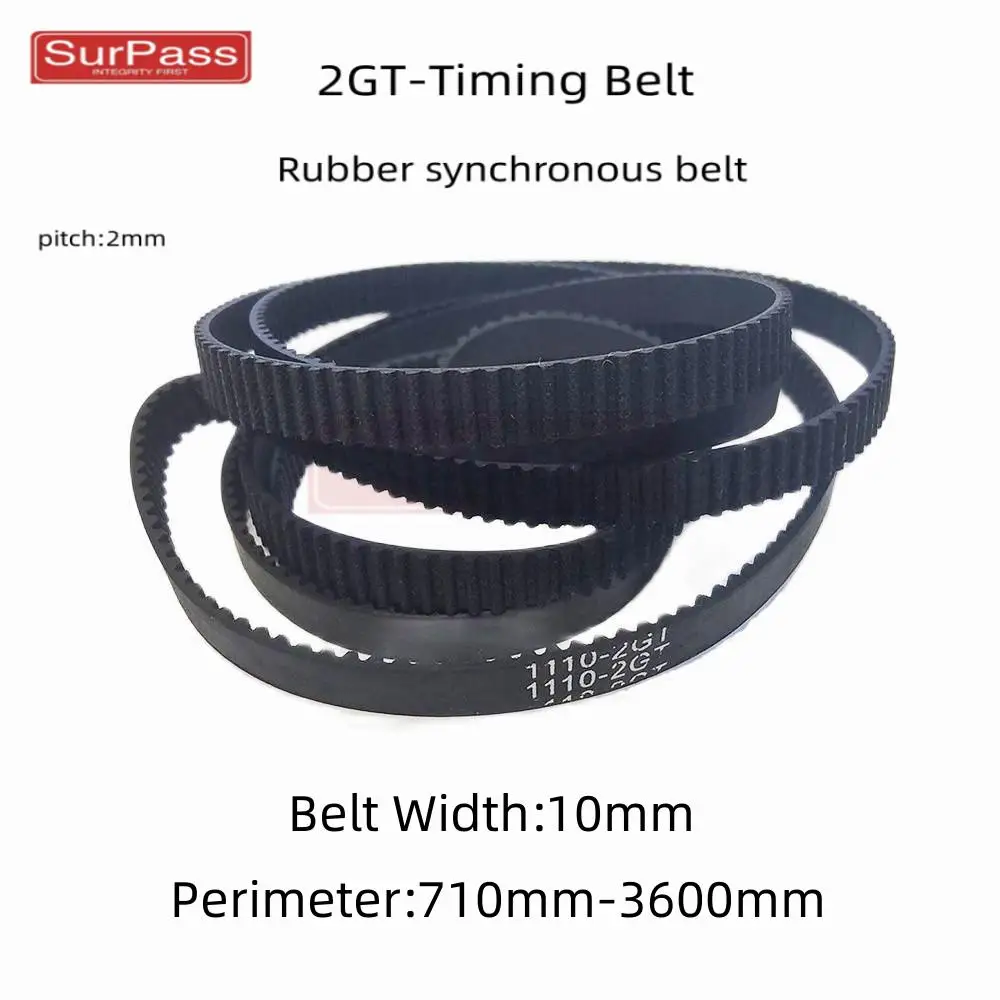 

2GT GT2 Width:10mm High-Quality Rubber Closed-Loop Timing Belt, Belt Circumference 710mm-3600mm, Used For 3D Printers