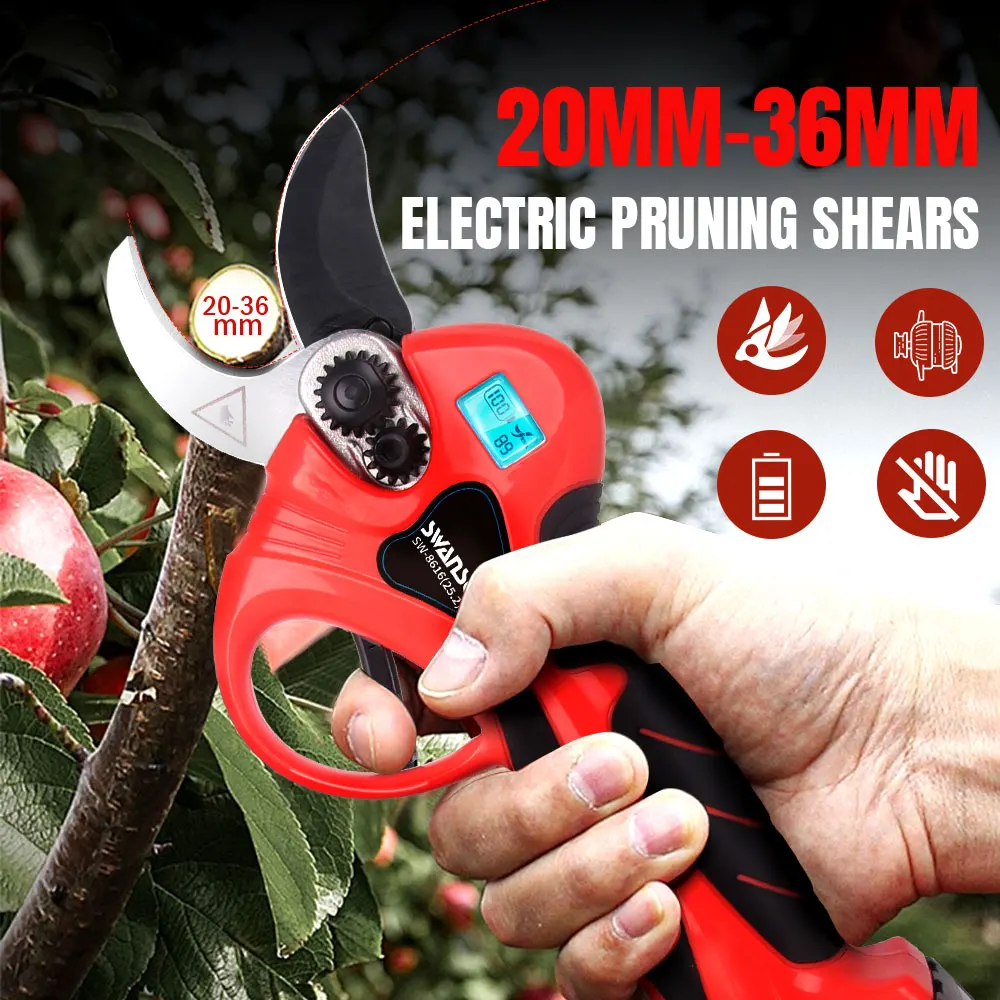 

SWANSOFT Rechargeable Wireless Pruning Scissors, Fruit Tree Potted Pruning Electric Tool, brushless, 36mm