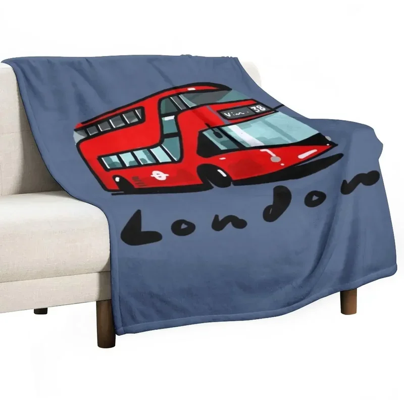 

London red bus double decker Throw Blanket Travel Heavy Blankets