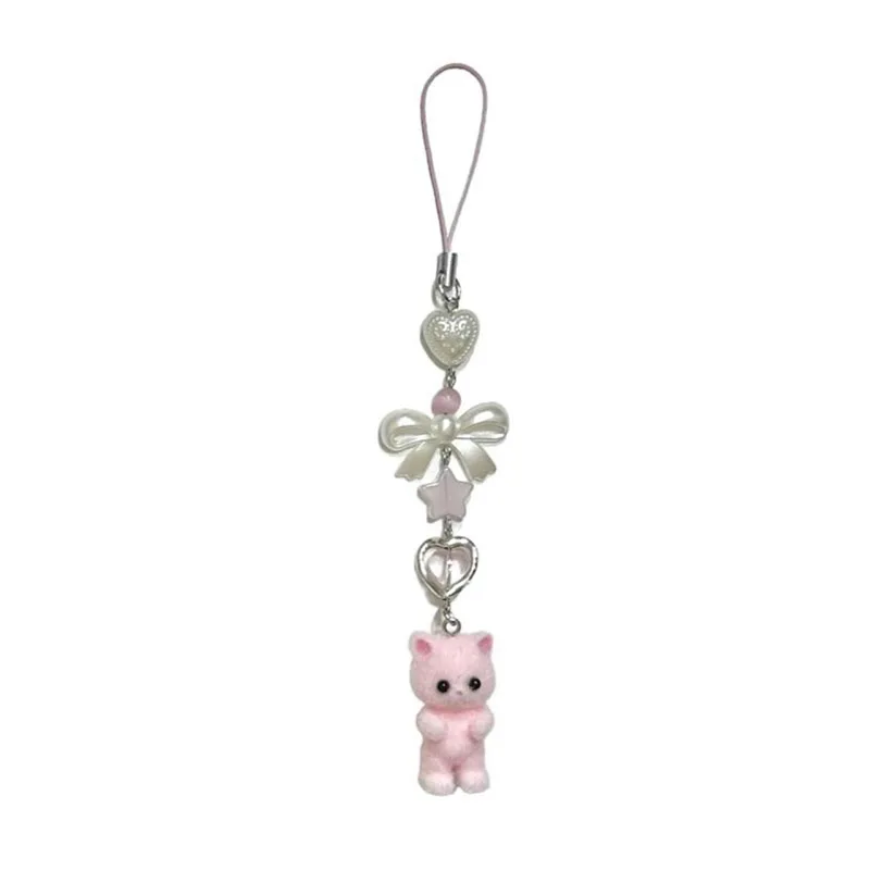white calico cat critter phone charm handmade