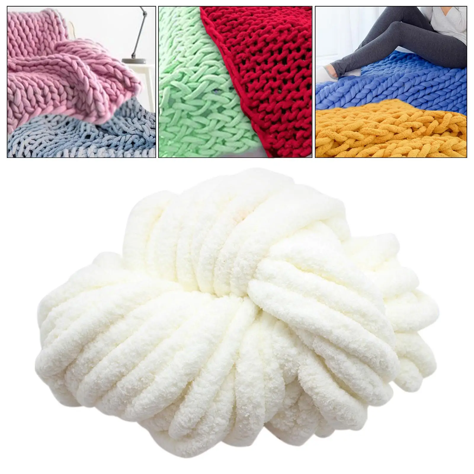 Chunky Chenille Yarn Jumbo Washable Soft Plush Yarn Giant Gauge 7 Bulky Yarn for Hand Knitting Blanket Scarf DIY Crafts Crochet