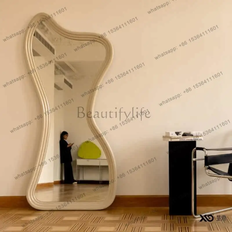 French high-end full-length mirror wave special-shaped household wall-mounted home dressing floor mirror