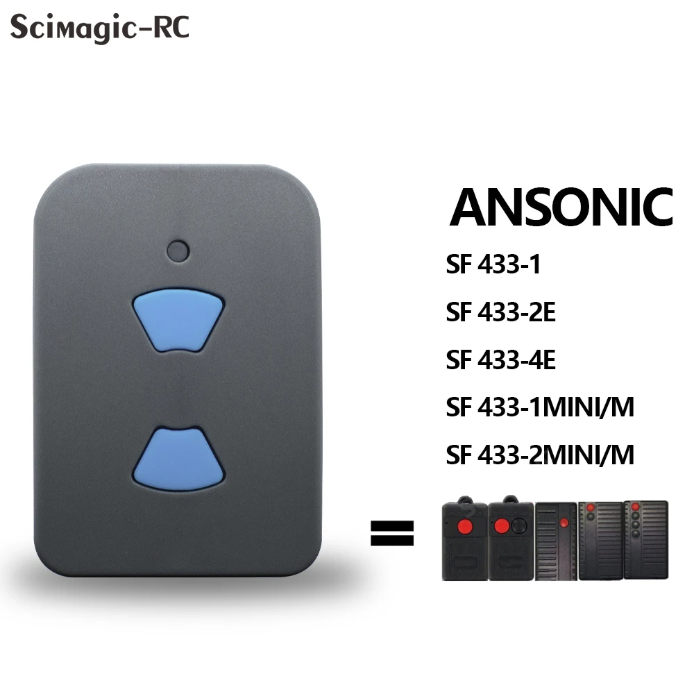 ANSONIC 433MHz Fixed Code Garage Door Remote Control ANSONIC SF 433-1 433-2E 433-4E 433-1MINI/M 433-2MINI/M Transmitter