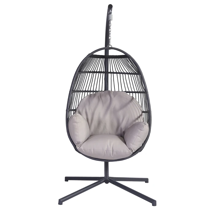 Outdoor Patio Furniture Garden Balcony Foldable Egg Shaped Mail Packing Rattan Rope Basket Hanging Swing Chair Garden Outdoor Fu