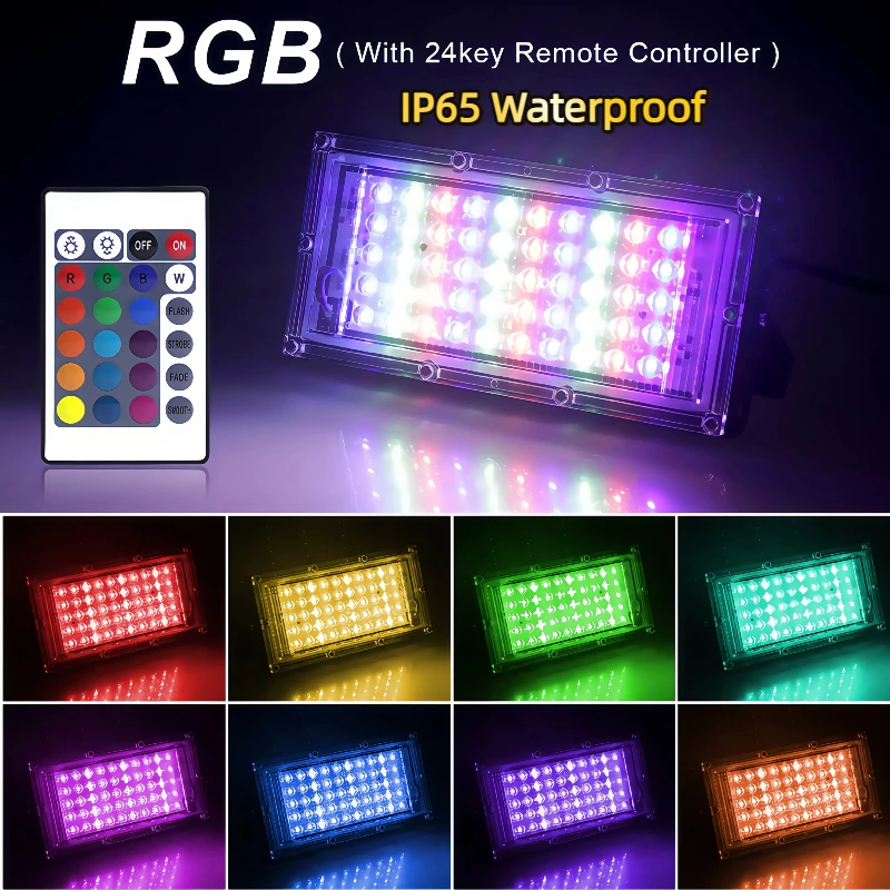 

100W 200W 300W Garden Landscape RGB Flood Light Outdoor Spotlight Lighting IP65 Waterproof LED AC220V Floodlight with Controller