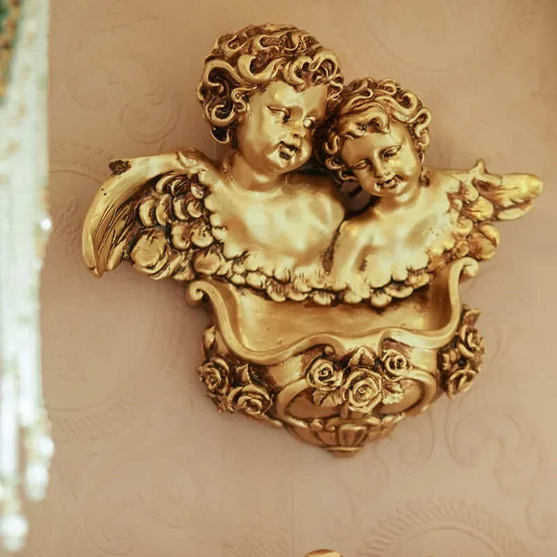 Opulent Red Velvet Angel Frame  European Style Resin Picture Holder Homestay Wall Decor Photo Ensemble Luxurious Design