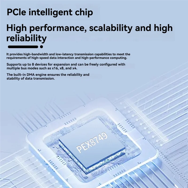 Top-Pcie 3.0 X16 Erweiterungskarte M.2 NVME SSD Erweiterungskarte PLX8749 Split-Free für Grafikkarte M.2 Nvme SSD U.2 Erweiterung