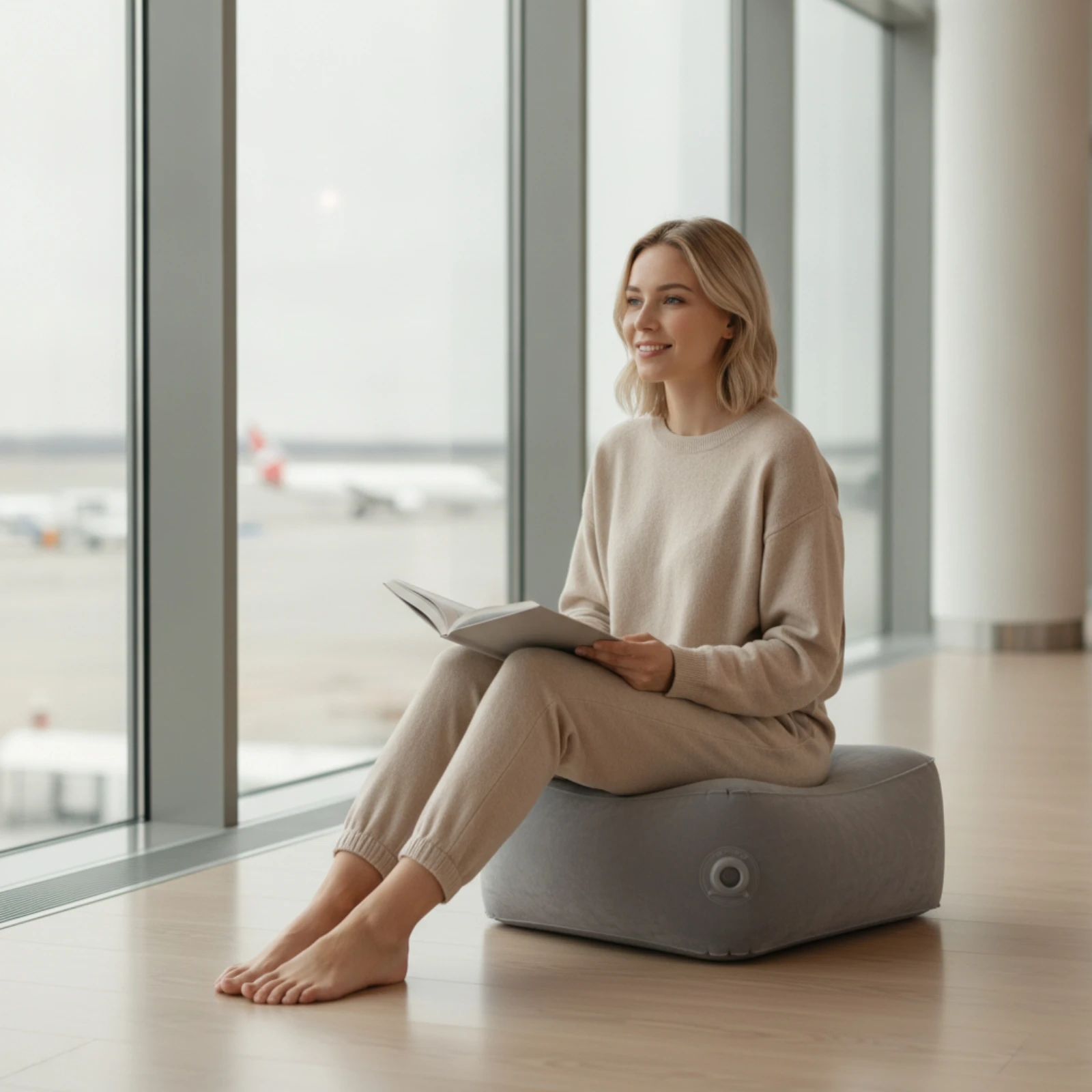 Inflatable Footrest Cushion Travel-Friendly Inflatable Footrest Foldable Soft for Travelers, Camping, Concerts