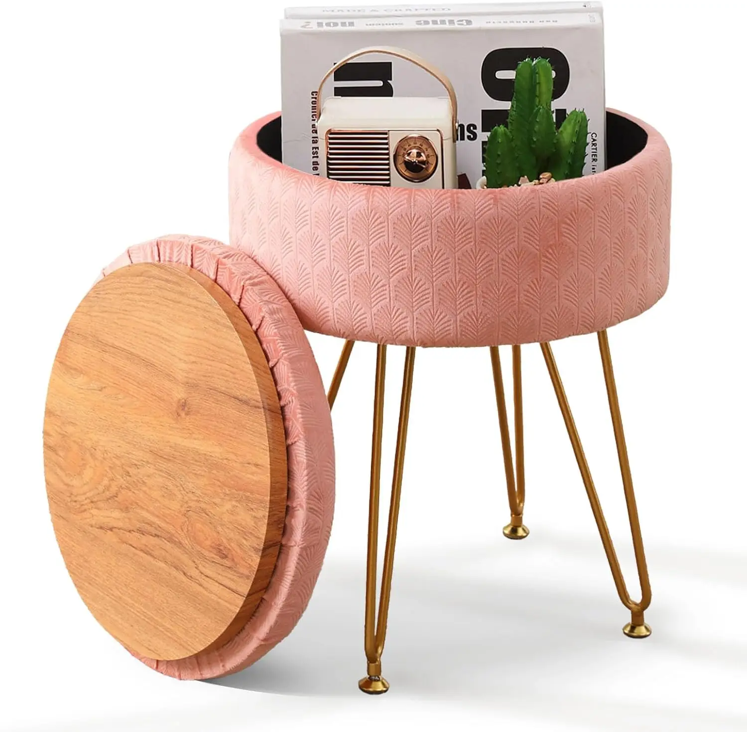 

Пуфик-оттоманка с откидной крышкой, круглый, для отдыха ног, с мягким сиденьем, в современном стиле, для макияжа