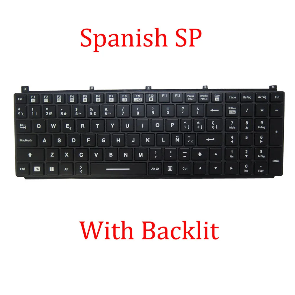 Laptop With Backlit Keyboard For Getac NK5103-03304T-10 Spanish SP Black With Frame New