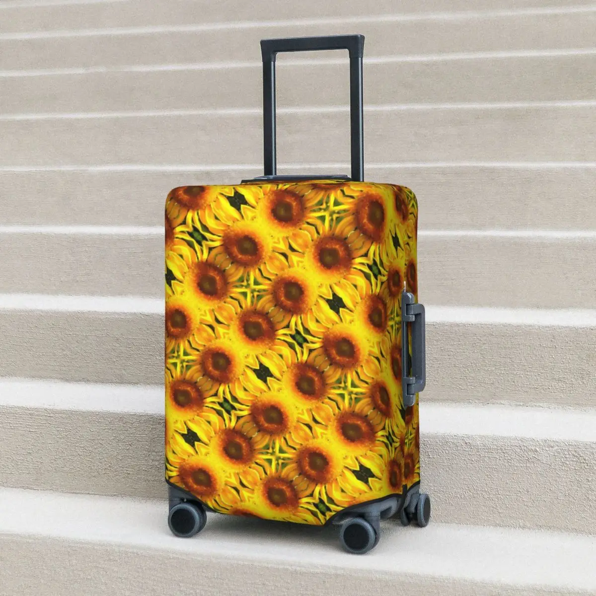 

Yellow Sunflower Suitcase Cover Floral Print Business Holiday Elastic Luggage Supplies Protection