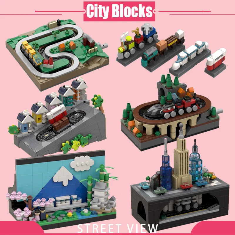 MOC ручной работы подвижный вид на улицу строительные блоки город железная дорога метро Christchurch Tramway поезд DIY кирпичи друзья игрушки подарок
