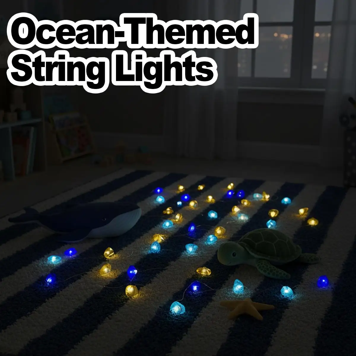 

Ocean Theme Led String Light Decorative Lights For Birthday Party 2m White Mermaid Fairy Copper Wire Battery Powered Patio Green