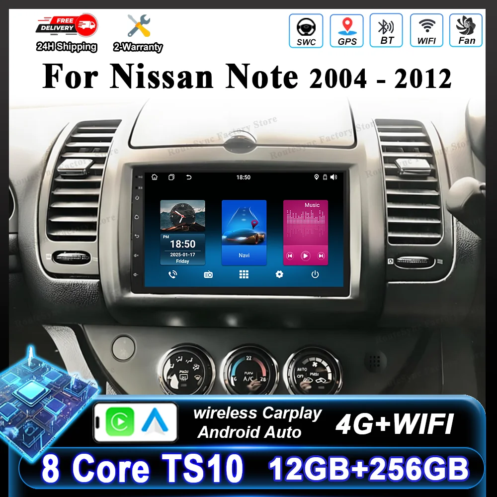 Android 16 For Nissan Note 2004 2005 2006 2007 2008 2009 2010 2011 2012 Car DVD Multimidia Video Player Carplay Radio Stereo 4G