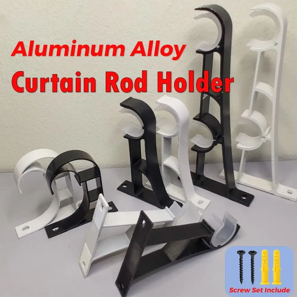 1Pcs Single Double Hang Curtain Rod Bracket Aluminum Alloy Furniture Hardware Hanger Hook Fixing Clip Crossbar Rod Support Clamp