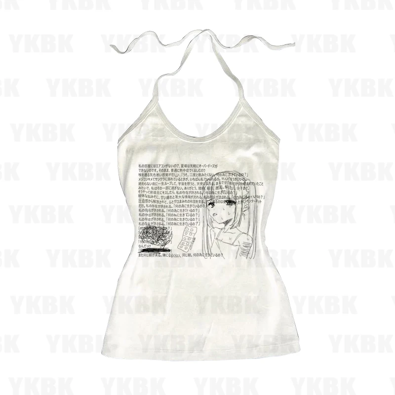 جرافيك هاراجوكو طباعة رسالة أنيمي كم طويل المرأة تي شيرت 90s الملابس خمر النساء الإناث Trashy Y2k 2000s بلايز القوطية