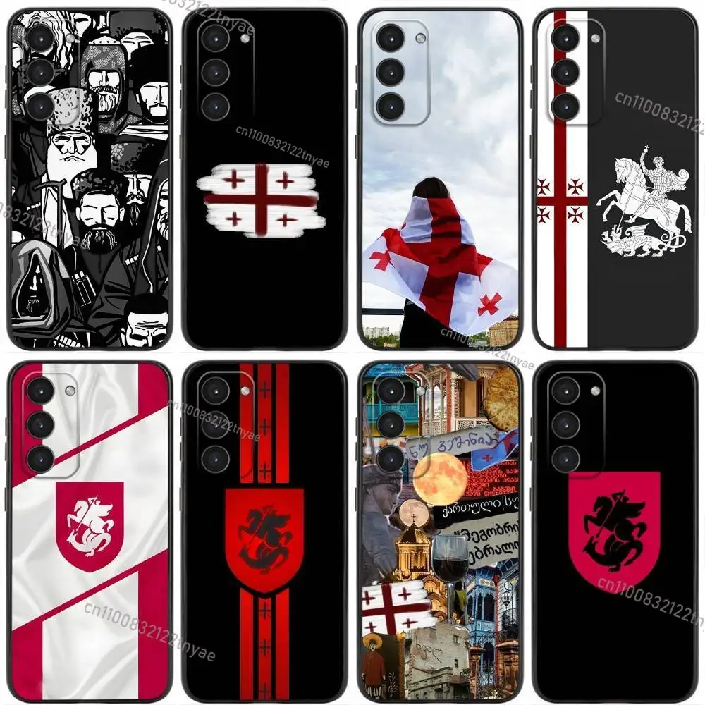 

Georgia Flag Phone Case For Samsung Galaxy A20,21s,22,31,32,52,53,72,73,80,91 Soft Liquid Silicone Black Cover