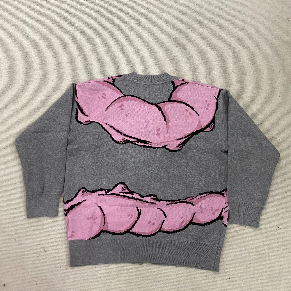 

Y2K осенне-зимний новый ретро уличный тренд свитер с круглым вырезом и длинными рукавами кардиган вариация с принтом насекомых модный повседневный теплый