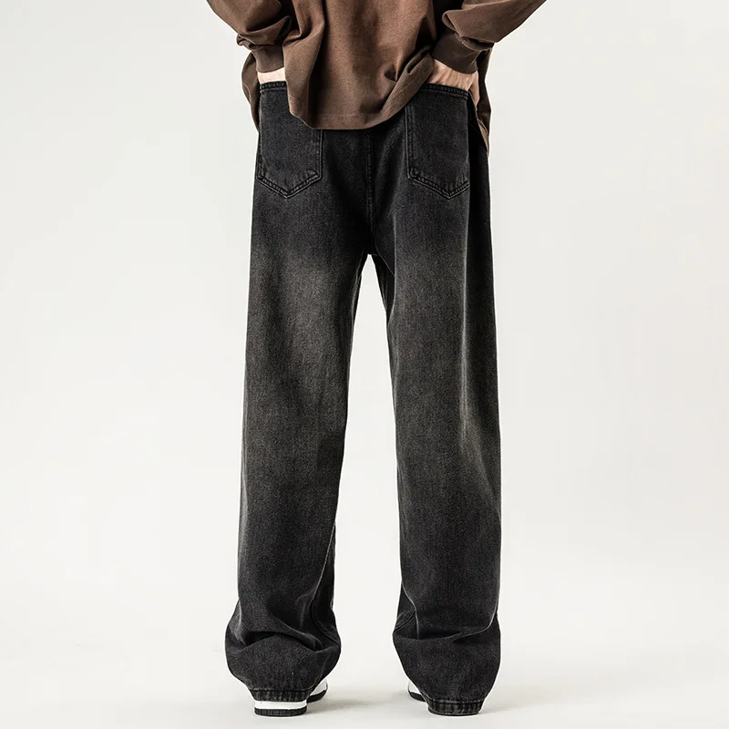Autumn New Vintage Black Grey Jeans Men's Fashion Brand European and American Straight Leg High Street Pants streetwear men