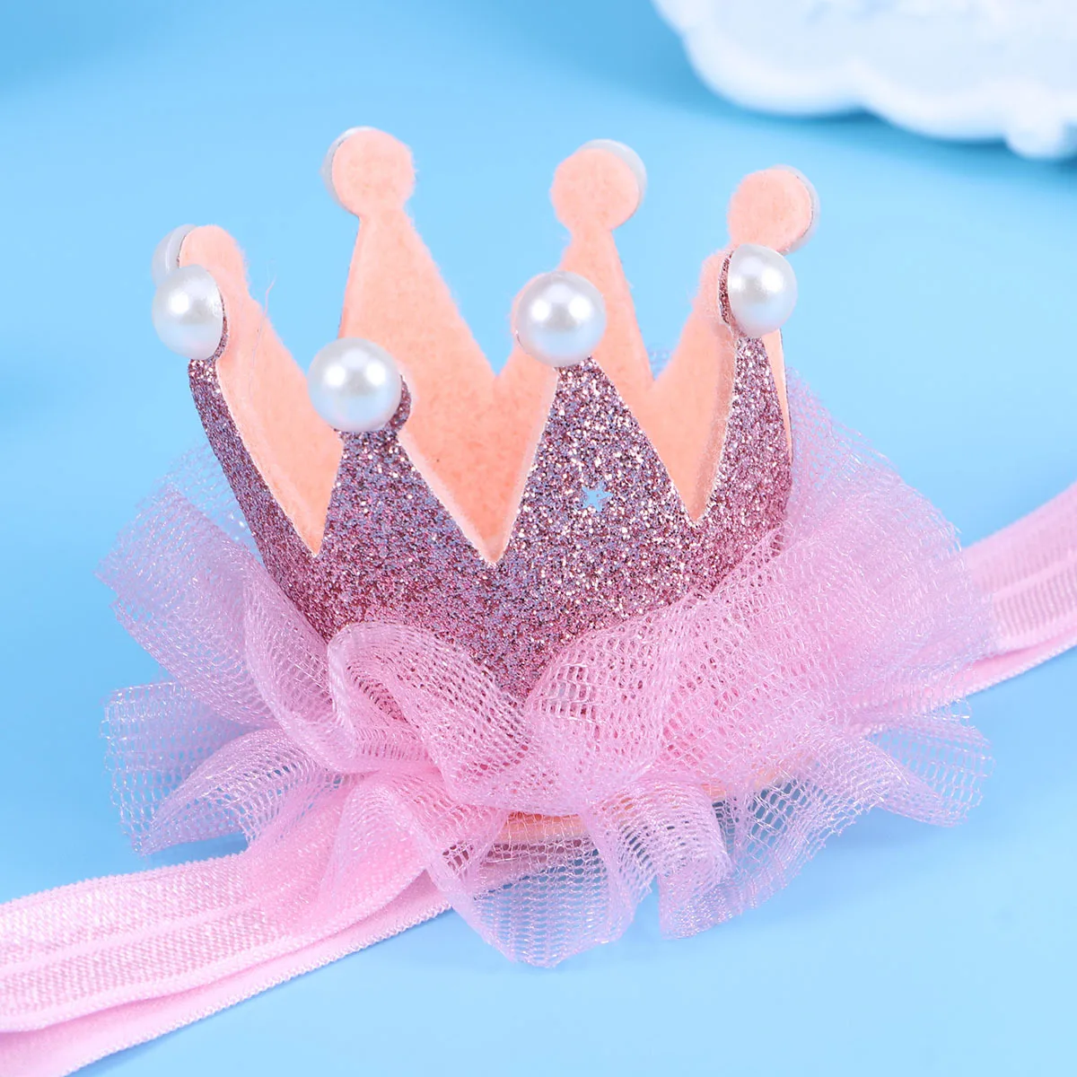 

Pink Crown Elastic Headband Knotted Hair Band Photo Prop Hair Accessories Headband