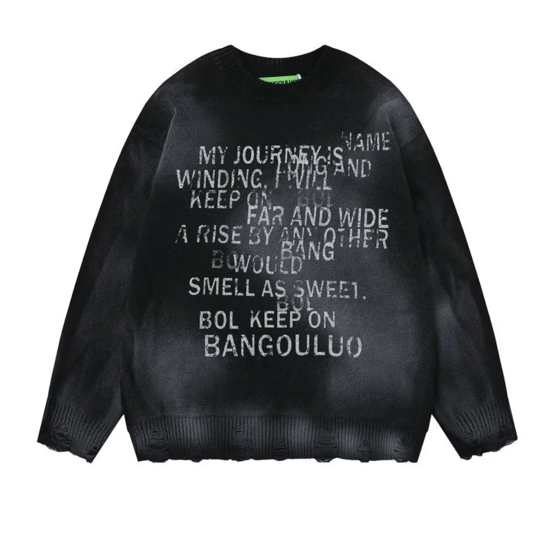 

Американский модный универсальный свободный вязаный свитер с круглым вырезом и буквами для мужчин и женщин, модный брендовый свитер в ленивом стиле для пар