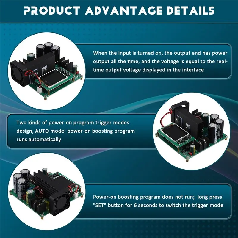 900W Boost Converter Current Constant Voltage Module DC9-60V Input DC10-120V Output Voltage Transformer Regulator-B51B