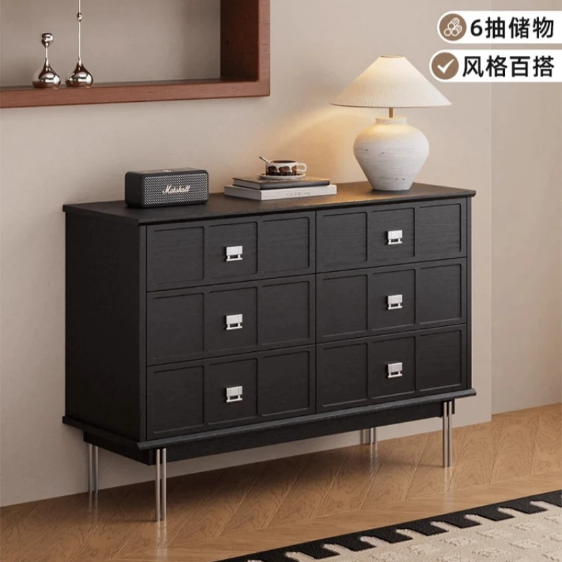 

French retro dining side cabinet integrated chest cabinet against the wall, high-end bedroom solid wood storage cabinet solid wo