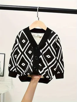 Internet-Famous Children's Clothing Boys' Sweater Jacket New Spring and Autumn Baby Knit Cardigan Korean Style Trendy