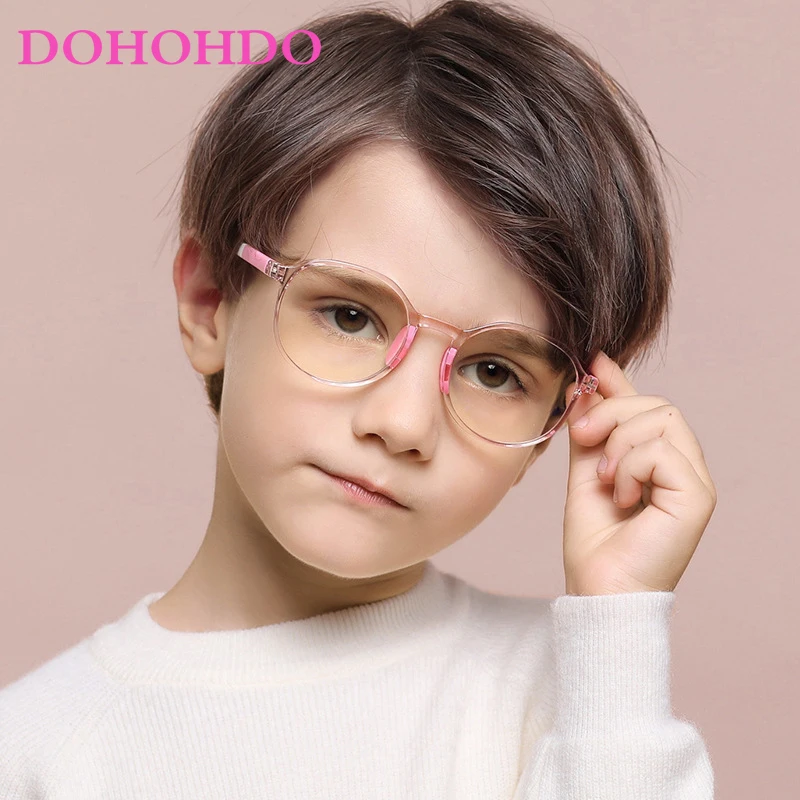 Anti Blue Light Glasses For Kids TR90 Round Optical Medical Glasses Frames Children Zero Computer Spectacles Without Graduation