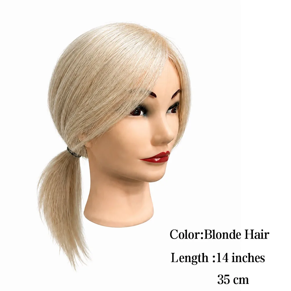 Short Human Hair Mannequin Head Manikin Training Head for Cutting Styling Braiding Practice
