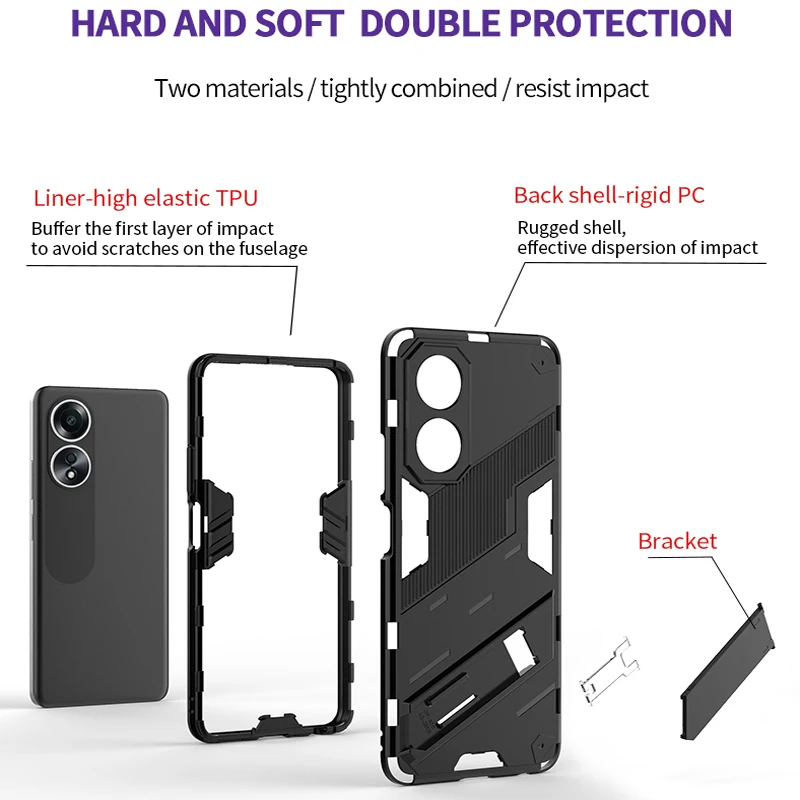 Fundas For OPPO A18 A38 A58 A78 4G Case Bumper Shockproof Armor Back Coque for Realme C51 C53 C55 C65 C67 Note 50 Phone Cover