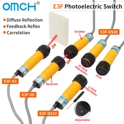 OMCH E3F M18 10cm 30cm 2M 5M Optical Detection Diffuse Feedback Reflection Reflective Photoelectric Sensor Switch Adjustable