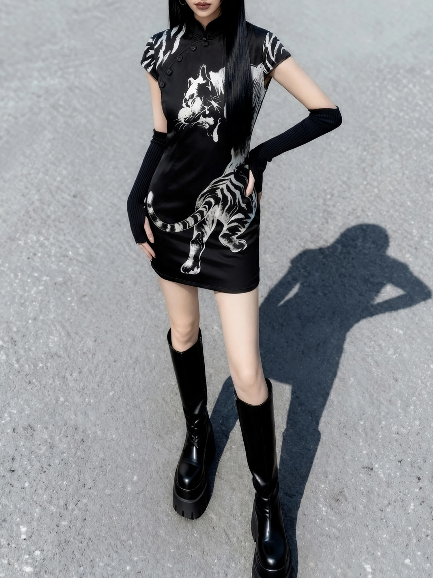 

Вязаная юбка с тигровым принтом в китайском ретро-стиле, женская, сладкая, дерзкая, стройнящая, повседневная одежда