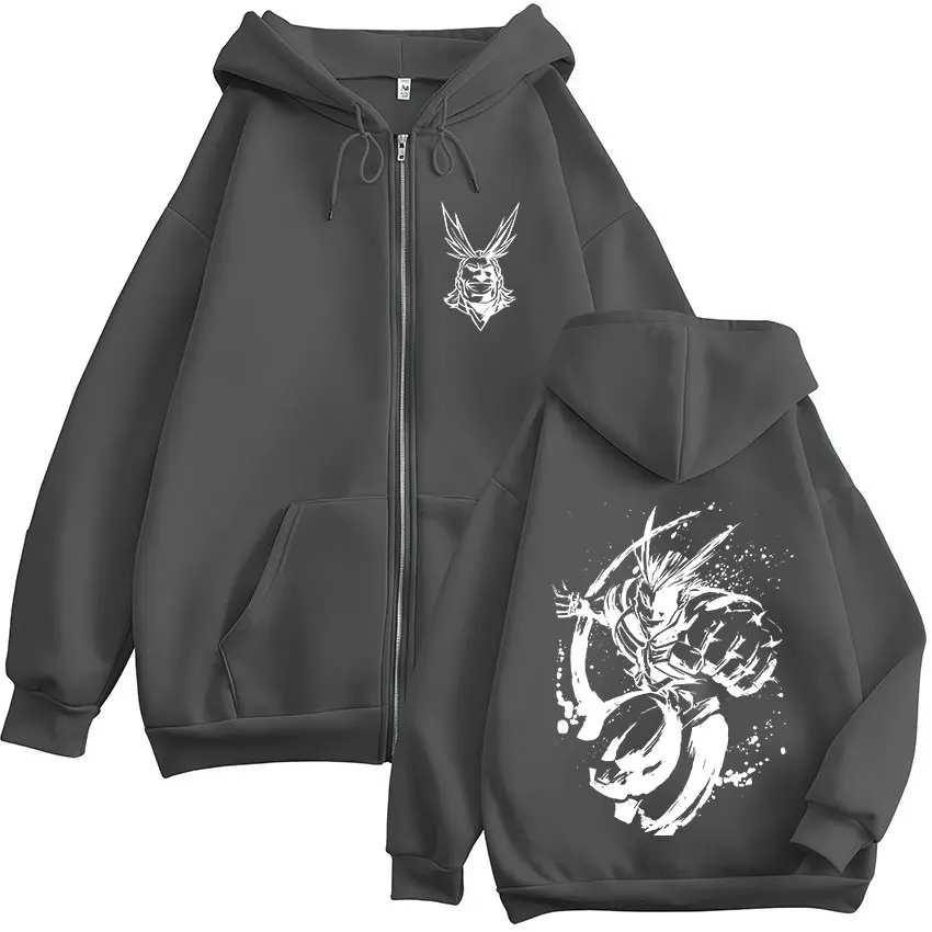 Anime My Hero Academia All Might Kapuzenpullover mit Reißverschluss für Herren und Damen, modischer Harajuku-Stil, Fleece-Kapuzenjacke mit Reißverschluss. – Detail 7