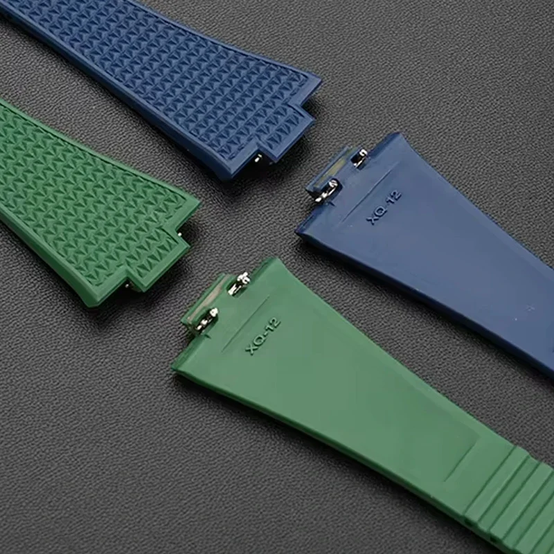 محدب نهاية فلورو المطاط حزام لتيسو PRX سلسلة سوبر لاعب 40 مللي متر الرجال الإفراج السريع للطي مشبك استبدال حزام (استيك) ساعة 12 مللي متر #6