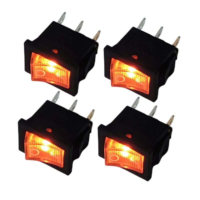 4Pcs 3Pin KCD1 Mini Rectangle Rocker Switch 21x15mm Panel 13x19mm Indication LED 12V 220V illuminated Seesaw Switch Power ON-OFF