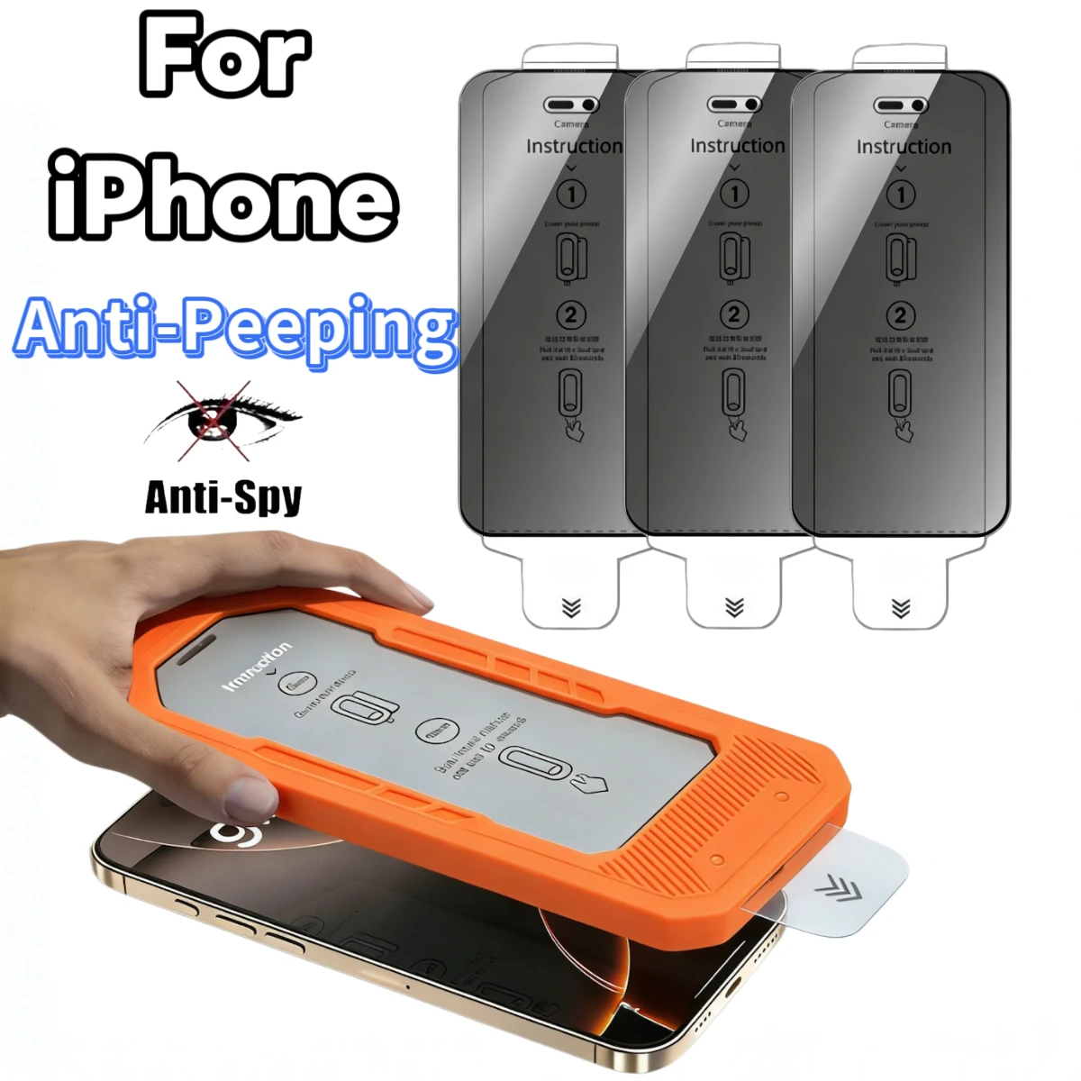 

Privacy Anti-Spy Tempered Glass Screen Protector for iPhone 17, 16, 15, 14, 13, 12 All Series, Full Coverage, 3 Pack