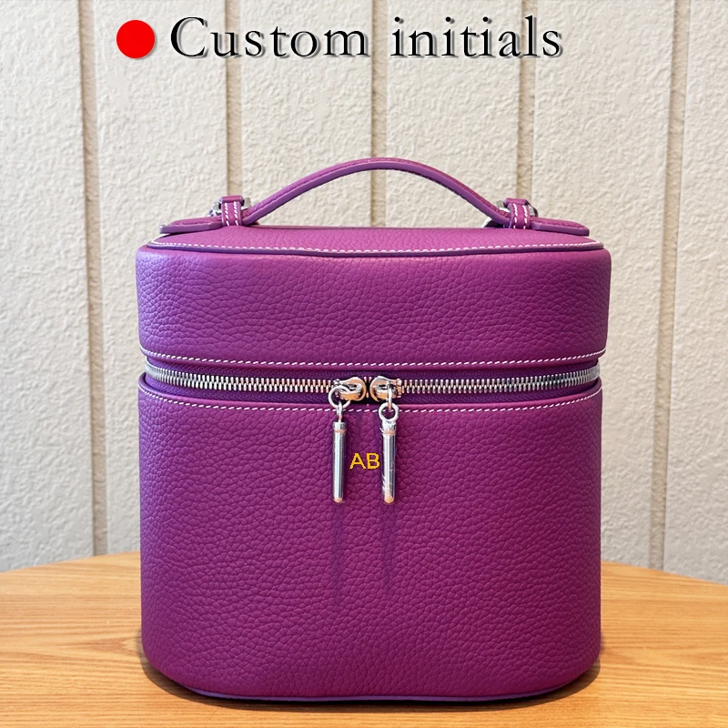 Custom Initials Leather Makeup Bags For Women Luxury Designer Handbags And Purses 2026 New In Cowhide Make Up Organizer Shoulder