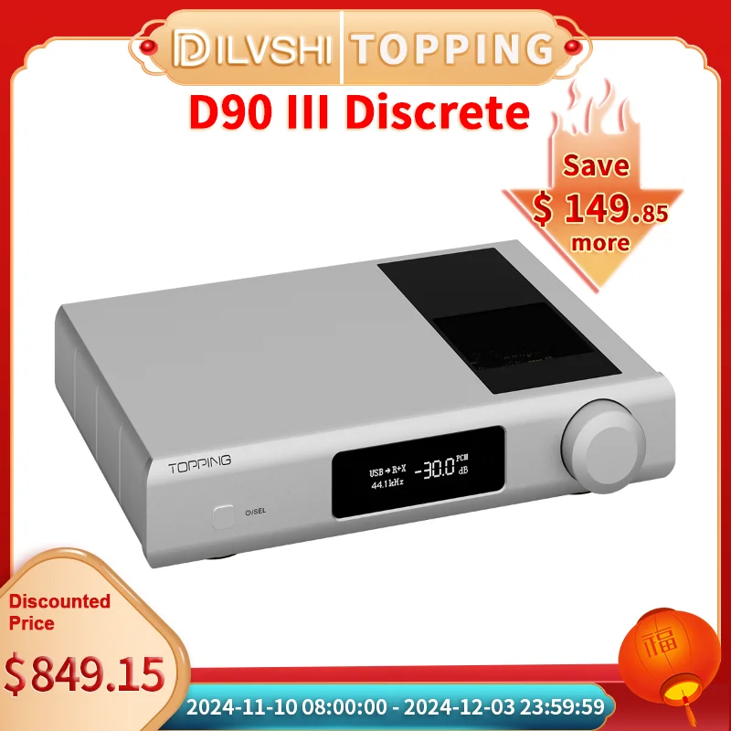 TOPPING D90 III Discrete Fully Balanced HiFi DAC PCM768 DSD512 BT5.1 Support LDAC with Remore Control Hi-Res Decoder