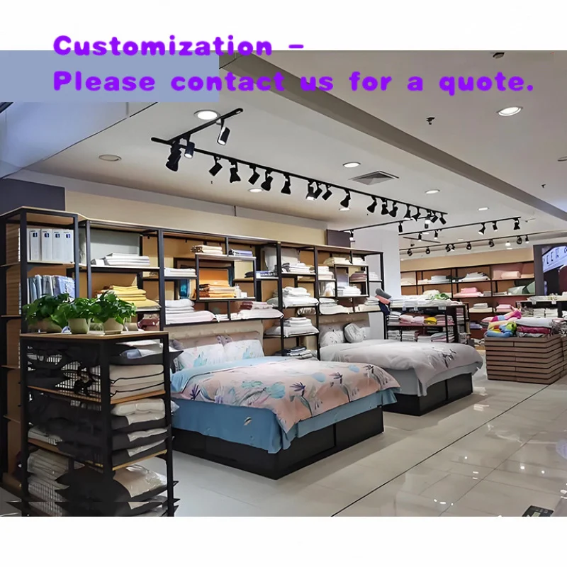 custom.Store Design Home Textile Store Customizable Steel Plank Shelf Bedding Four-piece Set Pillow Quilt Core Exhibition Hall D