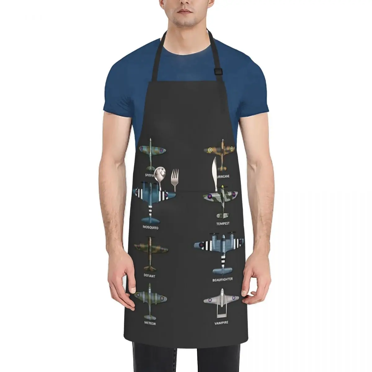 

WW2 Fighter Aircraft Of The RAF Fashion Dacron Kitchen Apron for Women Men Pinafore Cleaning Tools Custom Apron Birthday Gift