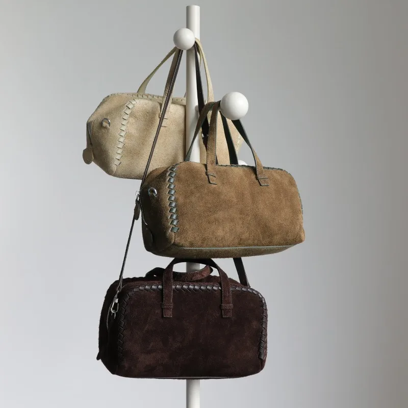 

Зимняя женская сумка через плечо из натуральной замши, мягкая, износостойкая, модная, из воловьей кожи, для повседневного использования