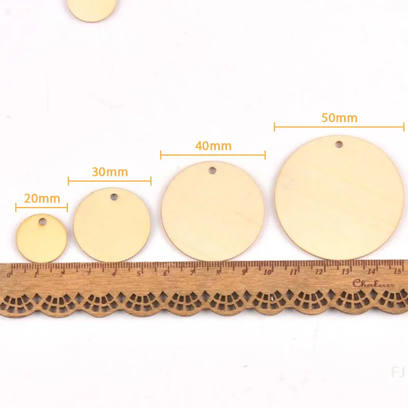 

[YU] 50 шт. круглых деревянных заготовок-дисков, натуральные, для поделок, табличек, бирок для вечеринок