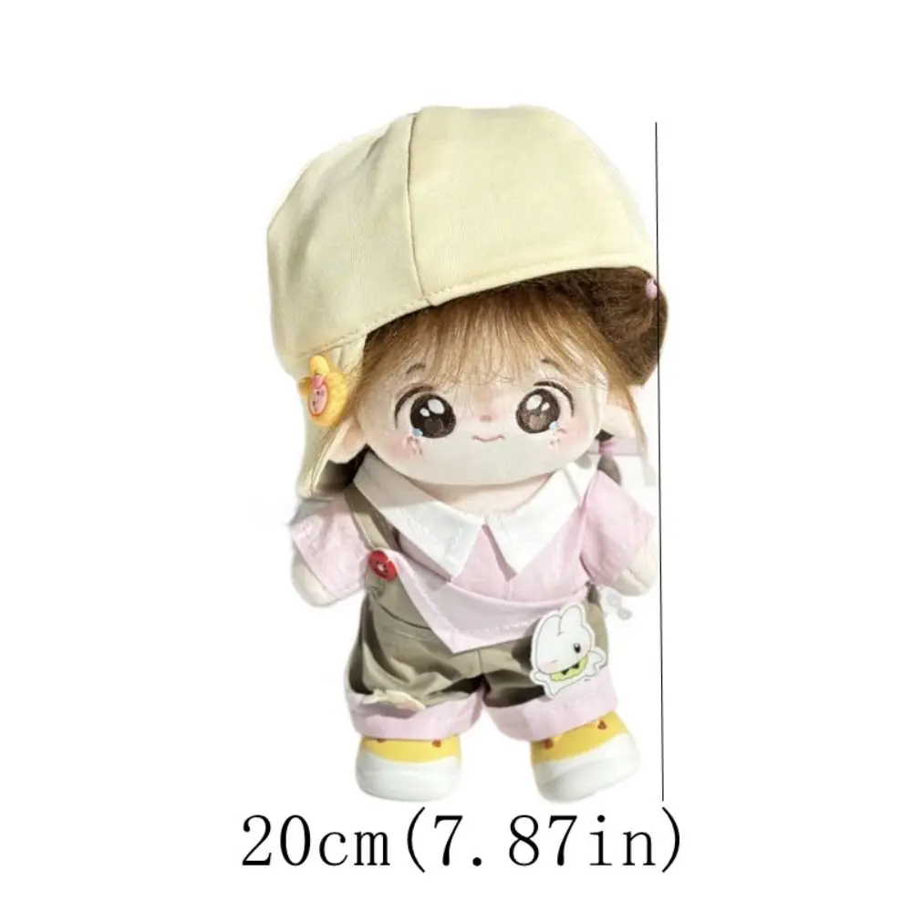 Cartoon T-shirt 20cm Cotton Doll Clothes Outfit Peaked Cap Cotton Doll's Clothes Fashion Mini Plush Doll Clothes